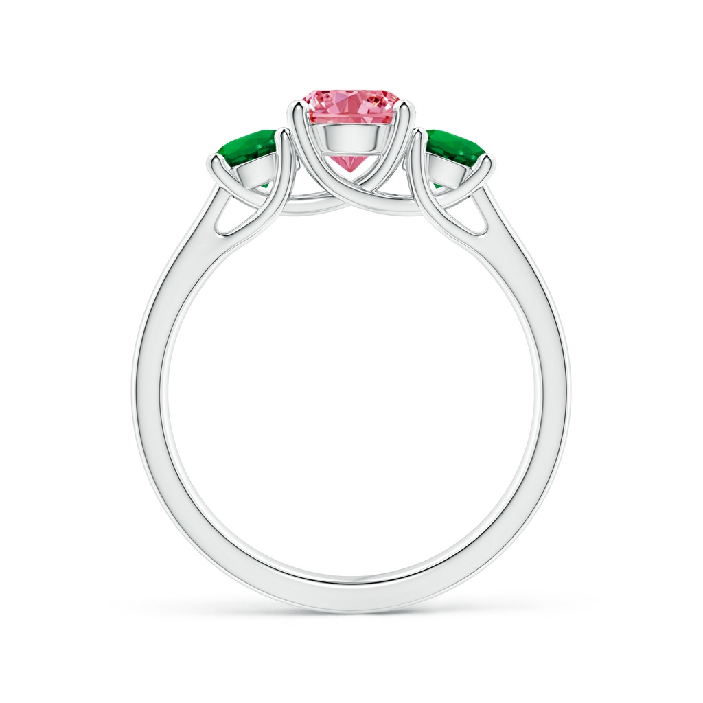 6mm AAAA Classic Round Fancy Intense Pink Diamond Three Stone Ring in White Gold - side 199
