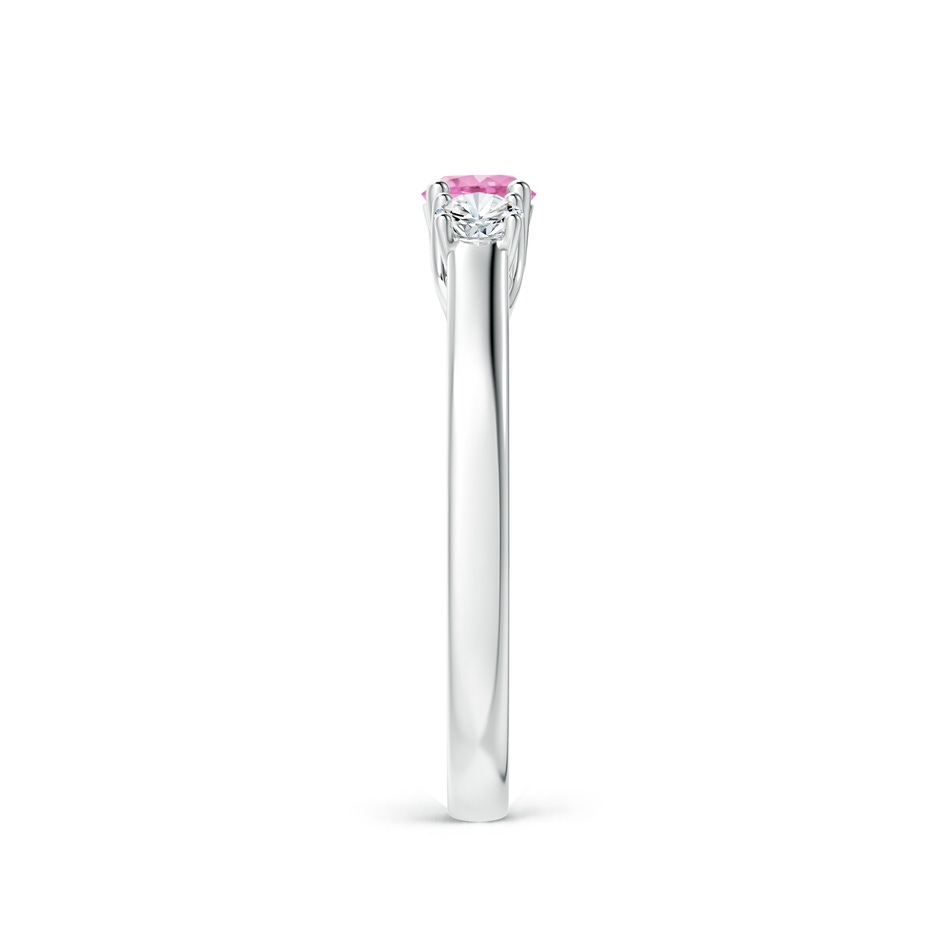 4mm A Classic Round Pink Sapphire and Diamond Three Stone Ring in P950 Platinum side 2