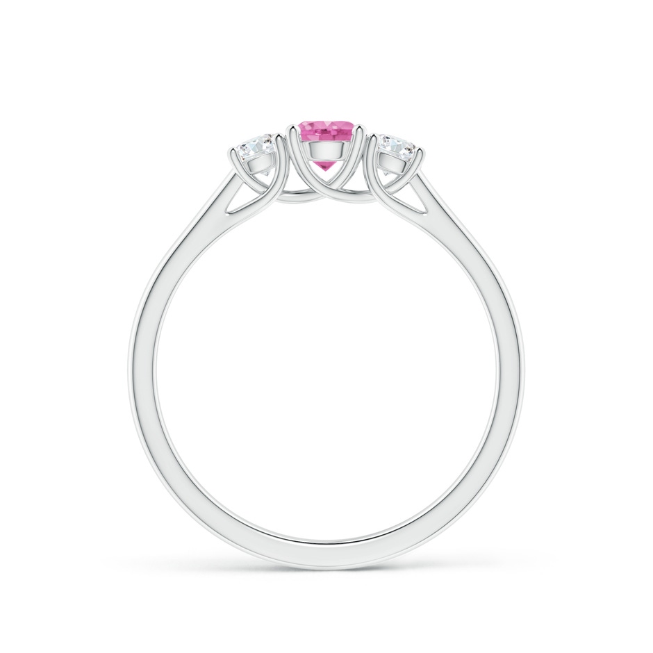 4mm AA Classic Round Pink Sapphire and Diamond Three Stone Ring in White Gold side 1