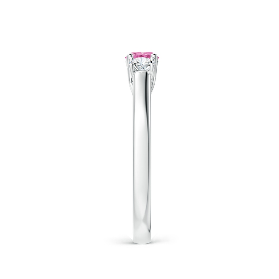 4mm AA Classic Round Pink Sapphire and Diamond Three Stone Ring in White Gold side 2