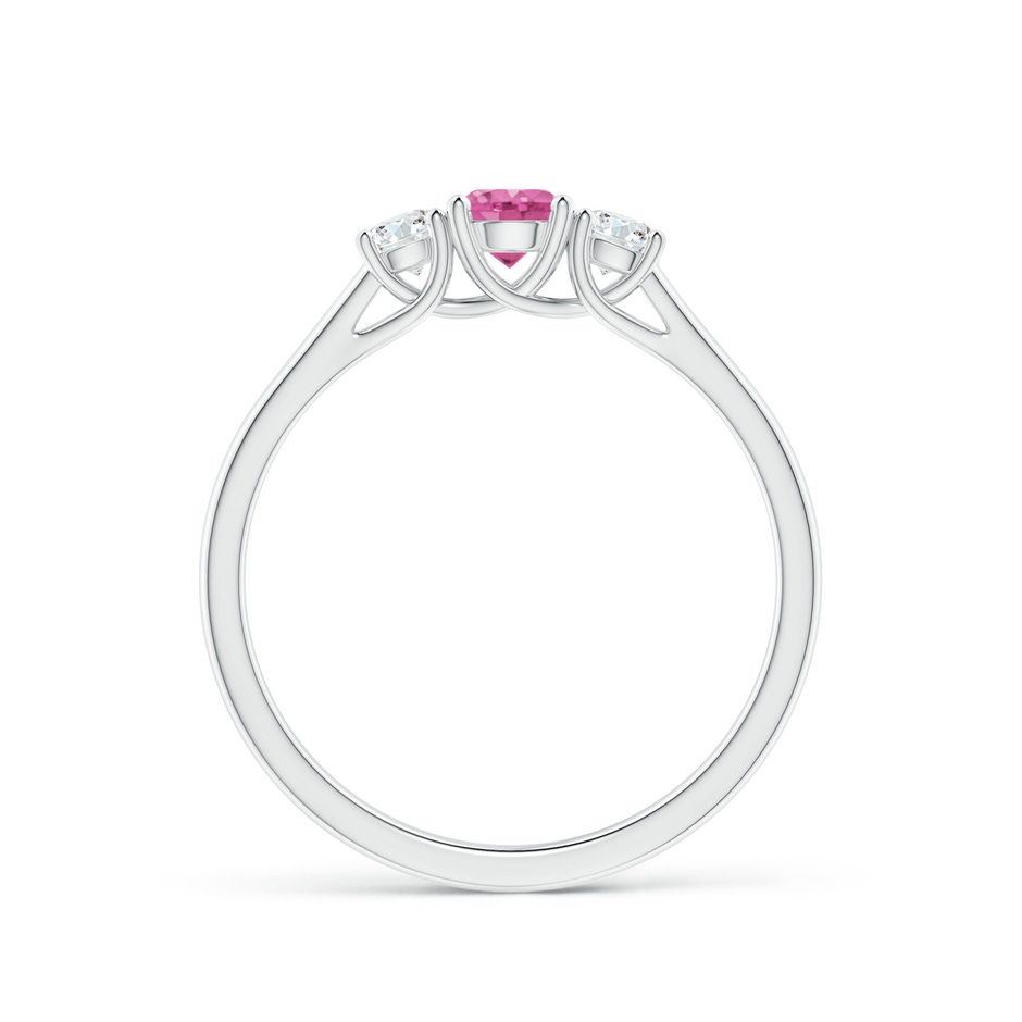 4mm AAA Classic Round Pink Sapphire and Diamond Three Stone Ring in White Gold side 1
