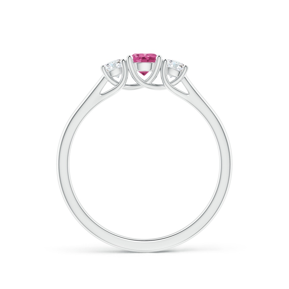 4mm AAAA Classic Round Pink Sapphire and Diamond Three Stone Ring in S999 Silver side 1