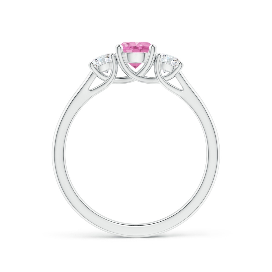 5mm A Classic Round Pink Sapphire and Diamond Three Stone Ring in P950 Platinum side 1