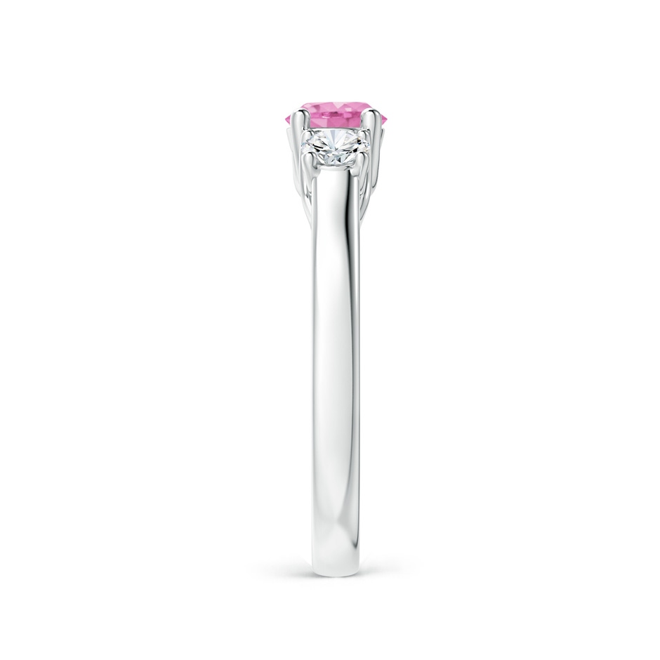 5mm A Classic Round Pink Sapphire and Diamond Three Stone Ring in P950 Platinum side 2