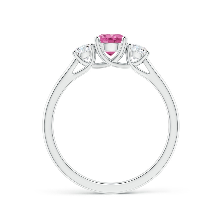 5mm AAA Classic Round Pink Sapphire and Diamond Three Stone Ring in White Gold side 1