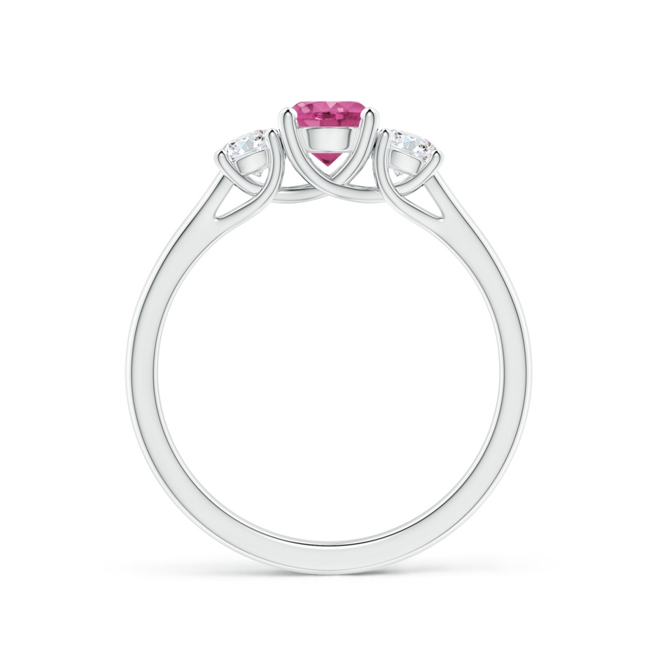 5mm AAAA Classic Round Pink Sapphire and Diamond Three Stone Ring in White Gold side 1
