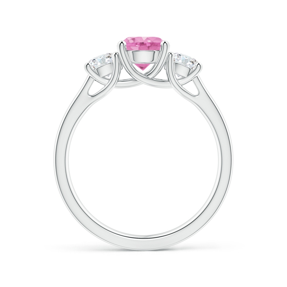 6mm A Classic Round Pink Sapphire and Diamond Three Stone Ring in P950 Platinum side 1