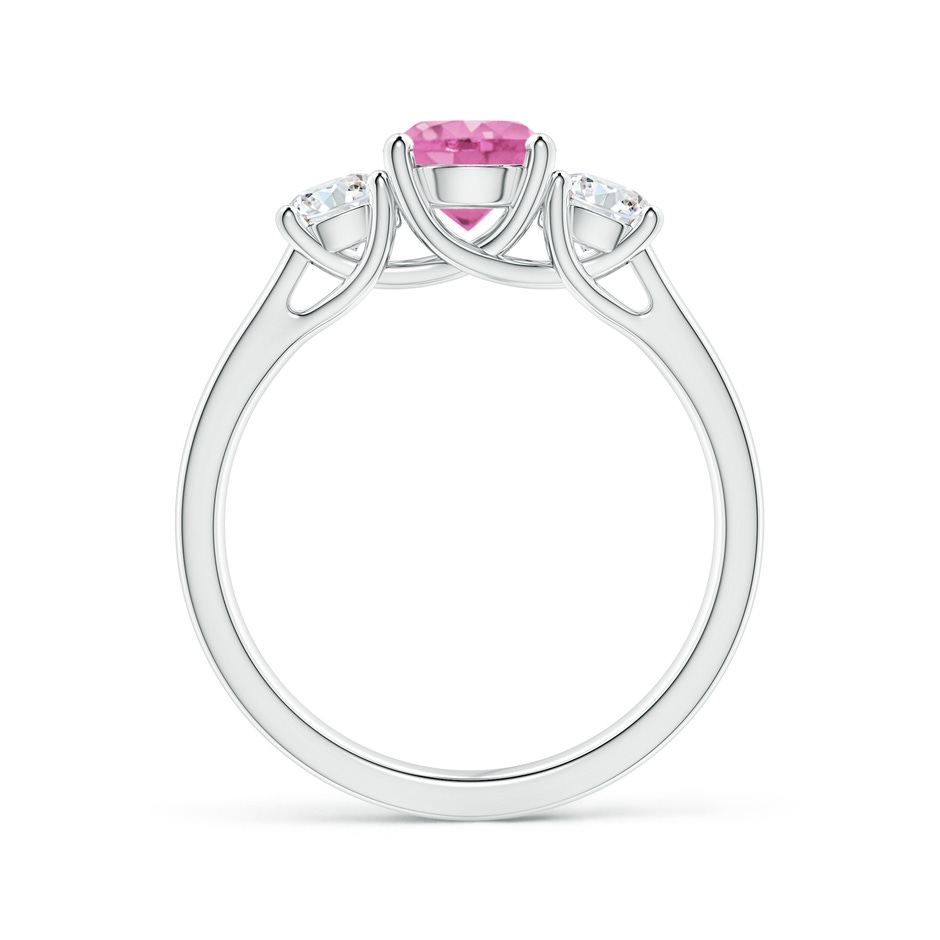 6mm AA Classic Round Pink Sapphire and Diamond Three Stone Ring in White Gold side 1