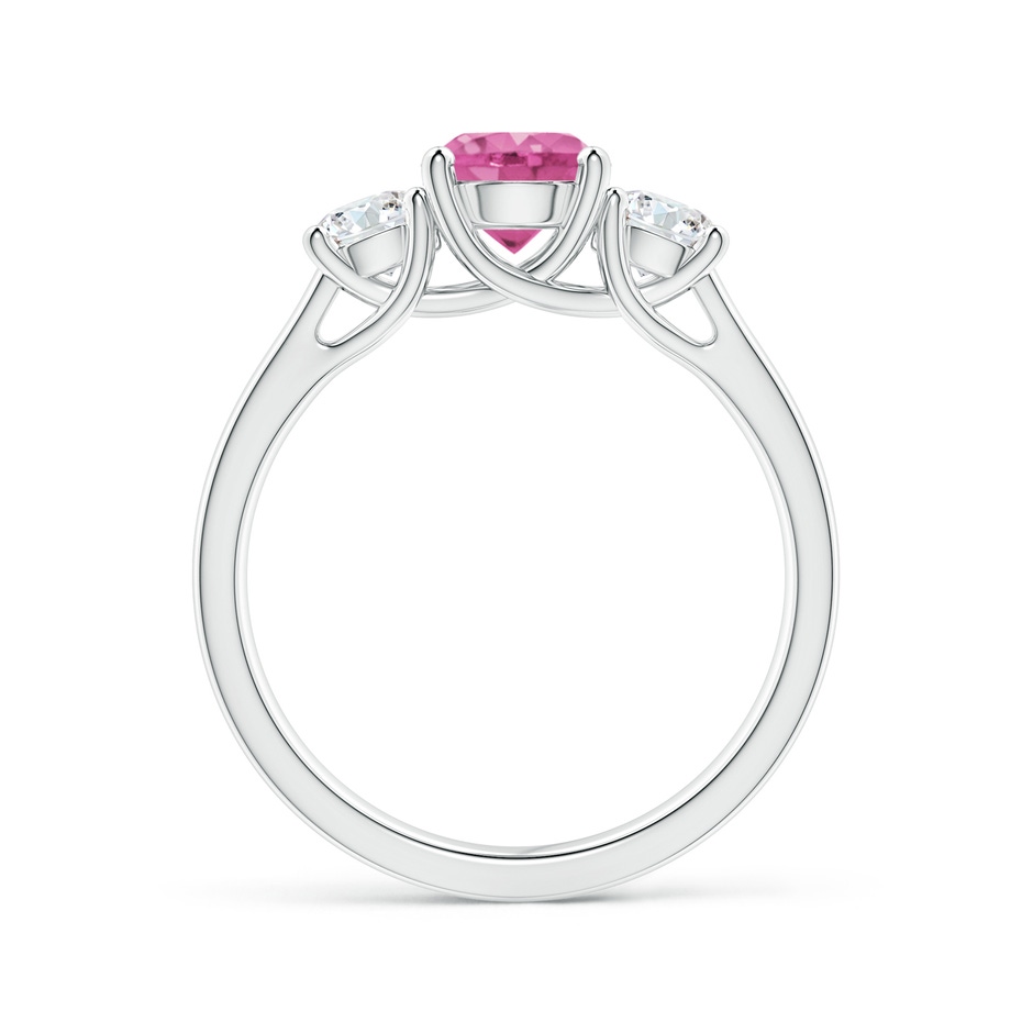 6mm AAA Classic Round Pink Sapphire and Diamond Three Stone Ring in White Gold side 1