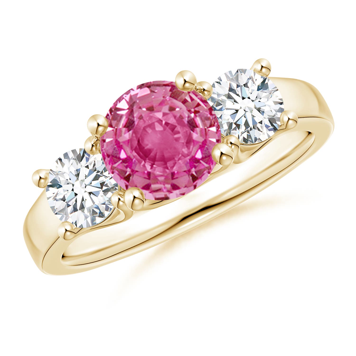 AAA - Pink Sapphire / 2.3 CT / 14 KT Yellow Gold