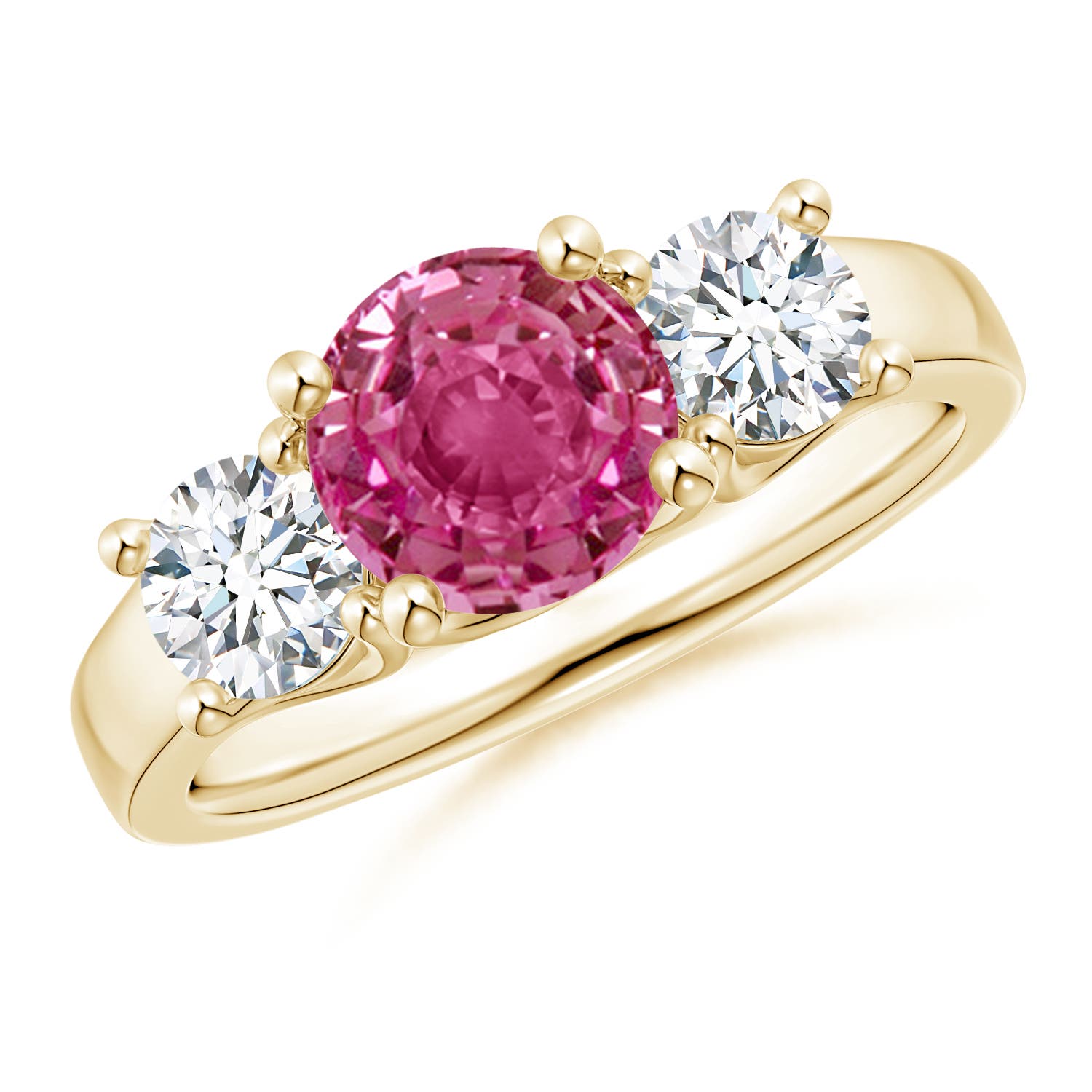 AAAA - Pink Sapphire / 2.3 CT / 14 KT Yellow Gold