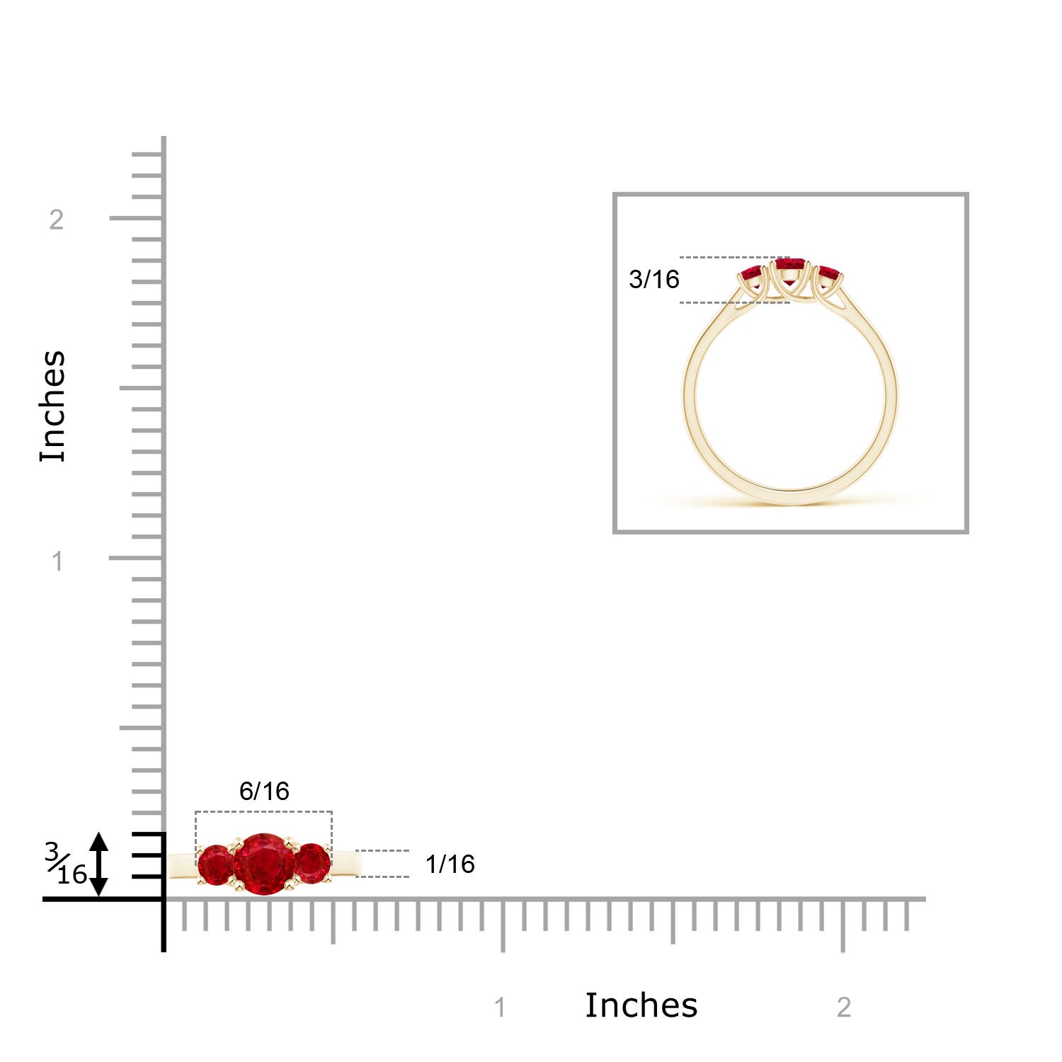 AAA - Ruby / 0.64 CT / 14 KT Yellow Gold