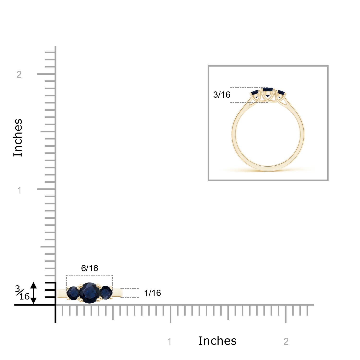 A - Blue Sapphire / 0.61 CT / 14 KT Yellow Gold