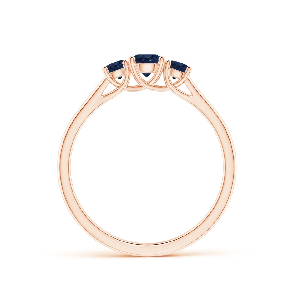 4mm AA Classic Round Sapphire Three Stone Ring in Rose Gold side-1
