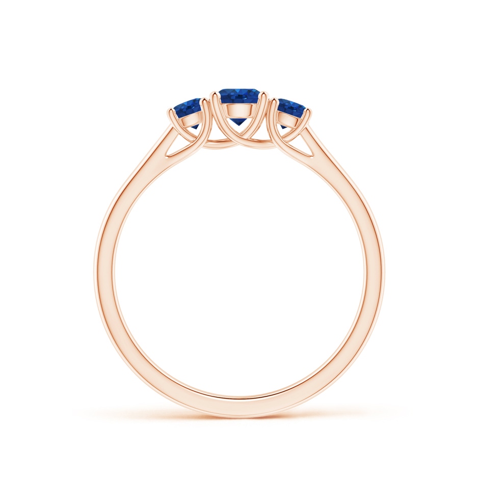 4mm AAA Classic Round Sapphire Three Stone Ring in Rose Gold side-1