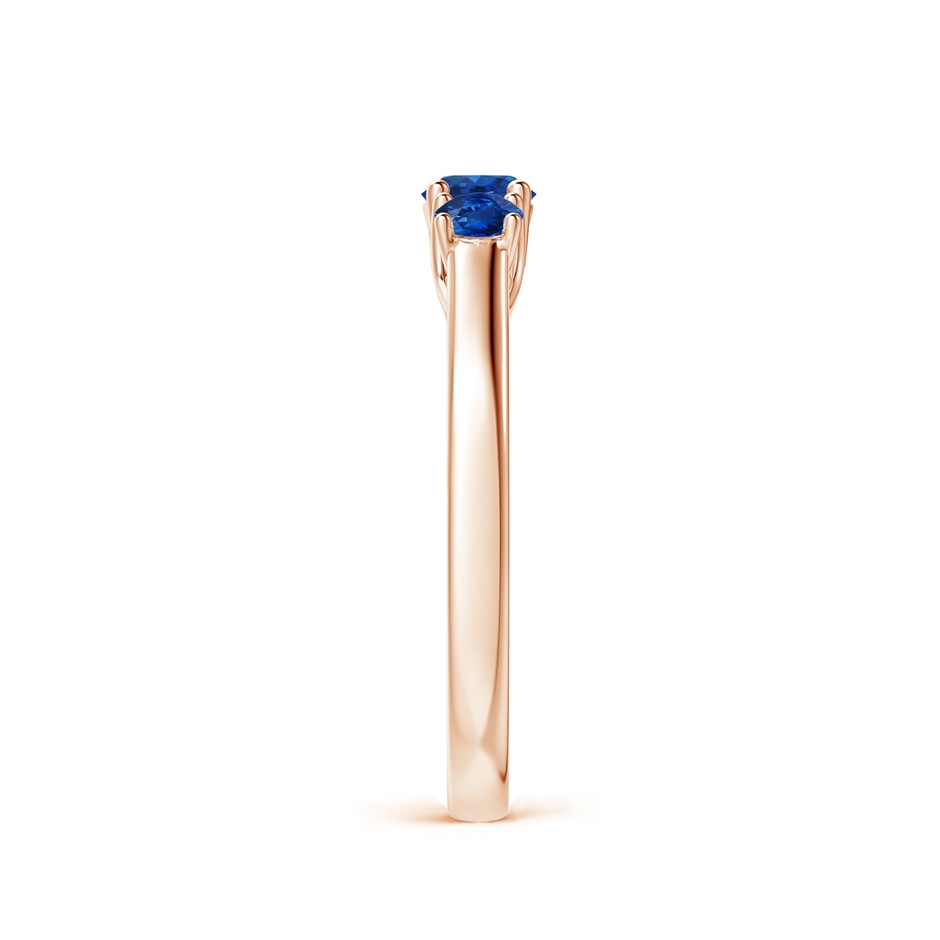 4mm AAA Classic Round Sapphire Three Stone Ring in Rose Gold side-2