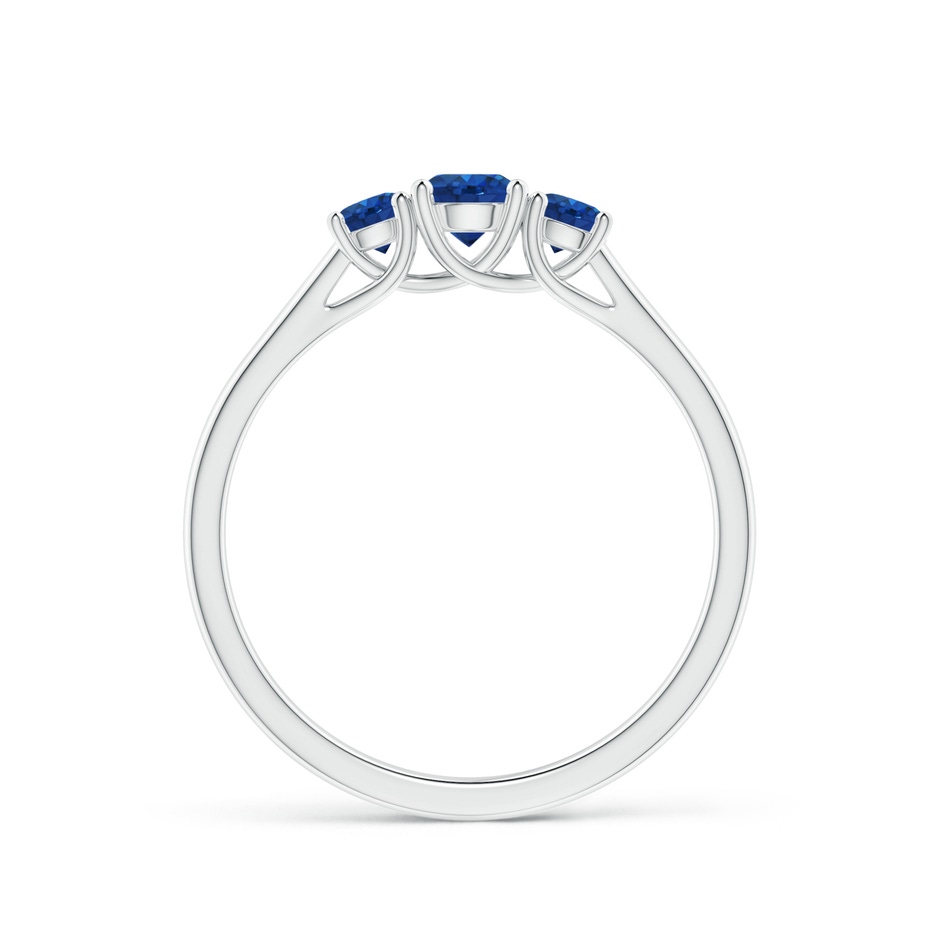 4mm AAA Classic Round Sapphire Three Stone Ring in White Gold side-1