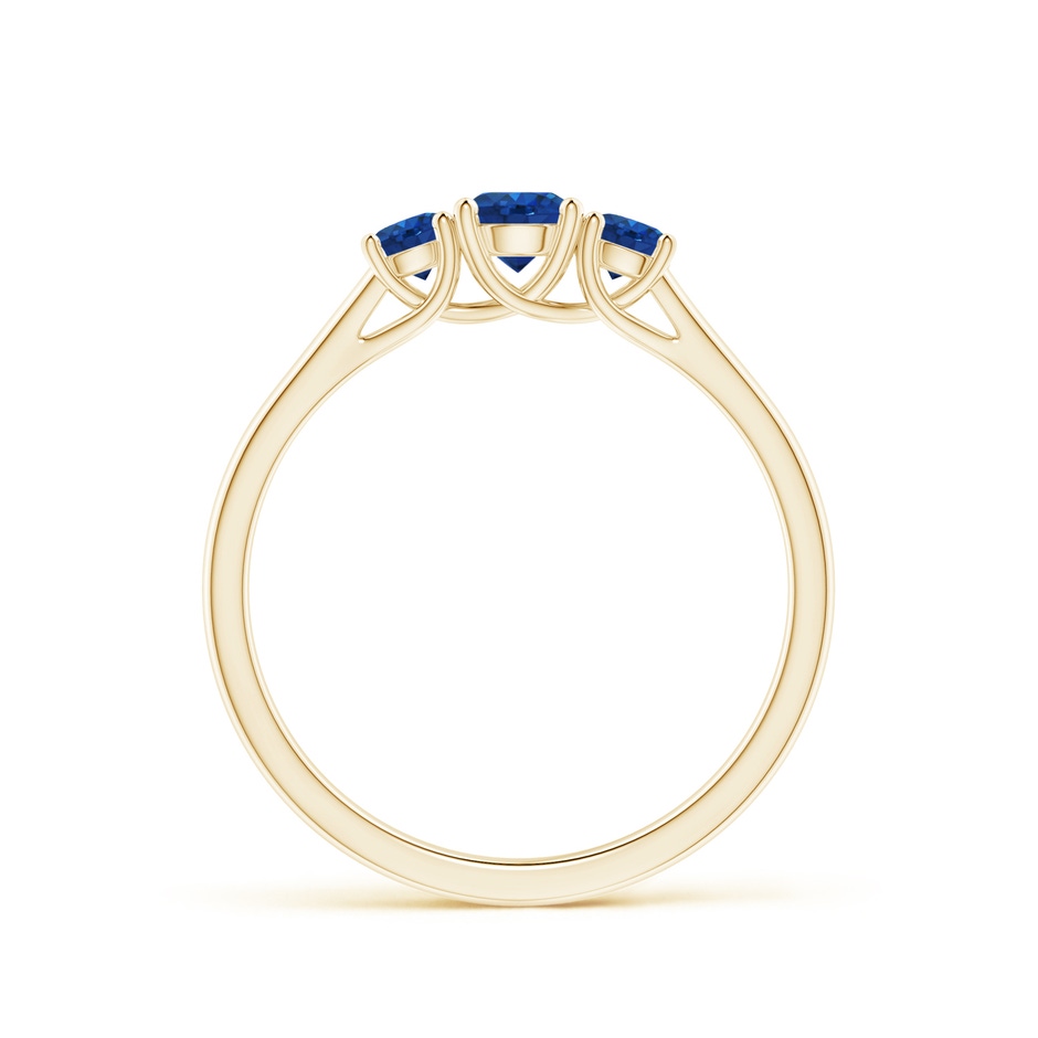 4mm AAA Classic Round Sapphire Three Stone Ring in Yellow Gold side-1