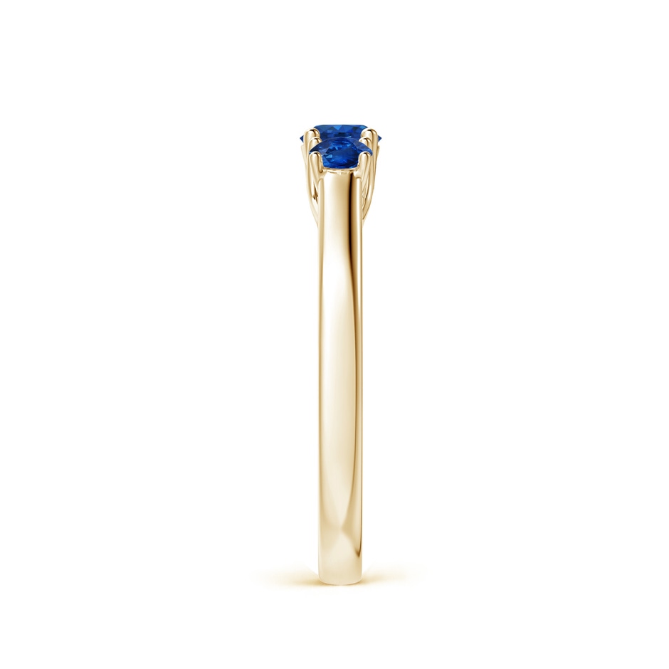 4mm AAA Classic Round Sapphire Three Stone Ring in Yellow Gold side-2