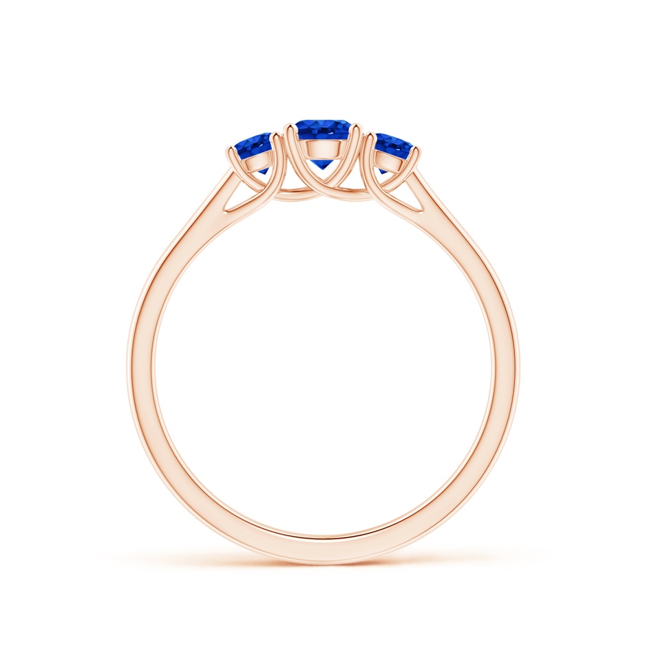 4mm AAAA Classic Round Sapphire Three Stone Ring in Rose Gold side-1