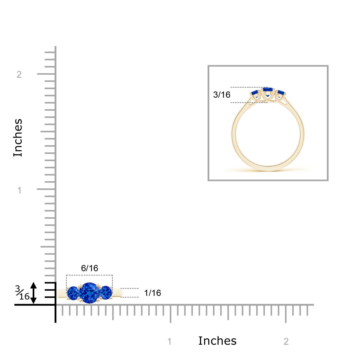 AAAA - Blue Sapphire / 0.61 CT / 14 KT Yellow Gold