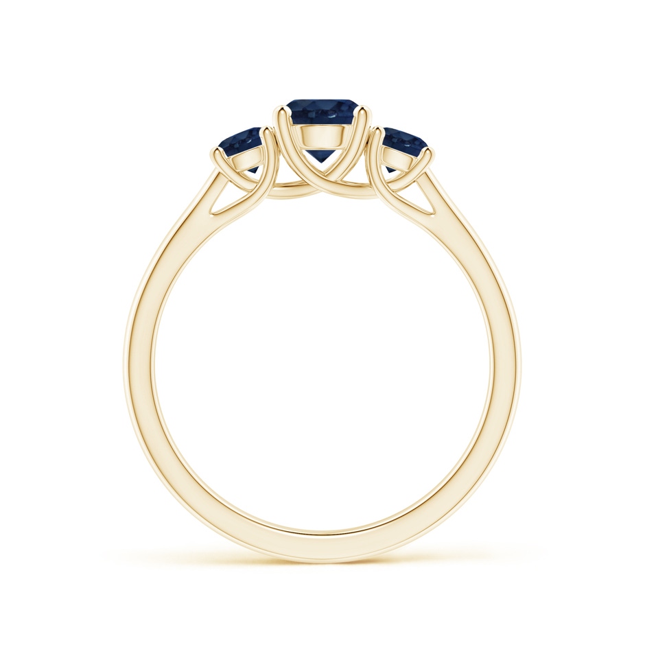 5mm AA Classic Round Sapphire Three Stone Ring in Yellow Gold side-1