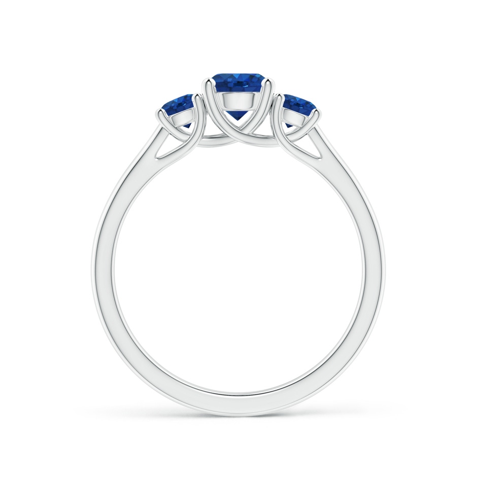 5mm AAA Classic Round Sapphire Three Stone Ring in White Gold side-1