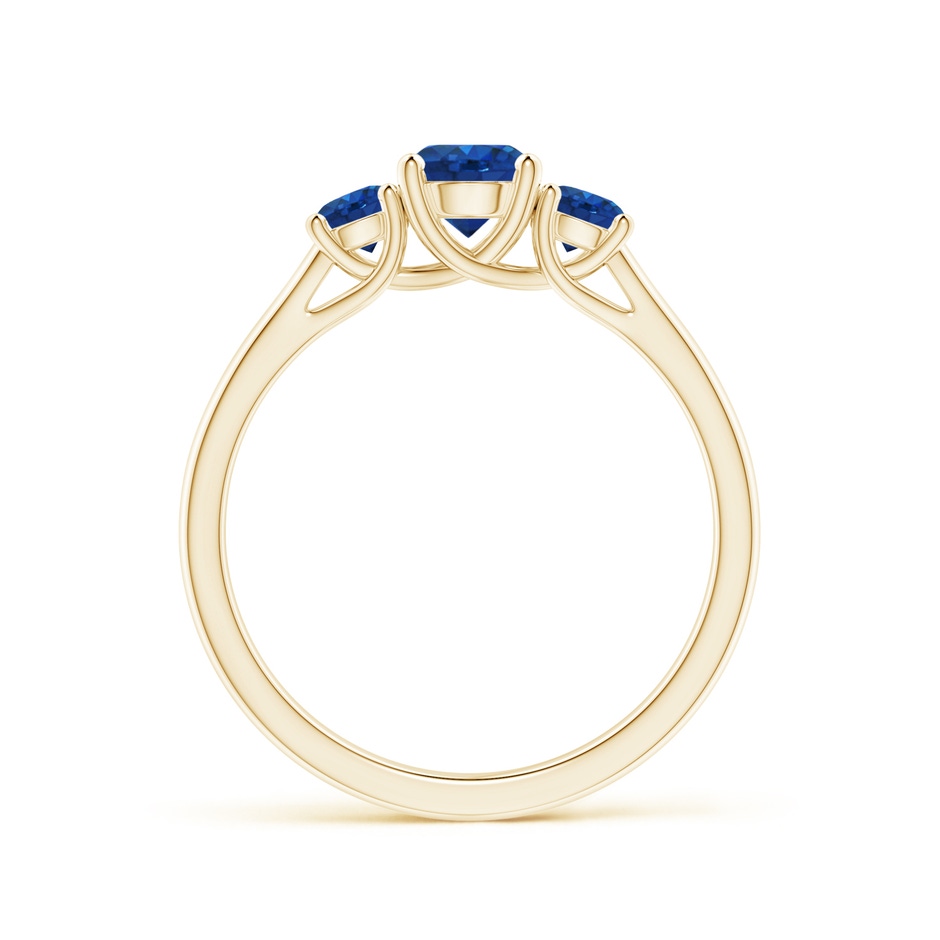 5mm AAA Classic Round Sapphire Three Stone Ring in Yellow Gold side-1