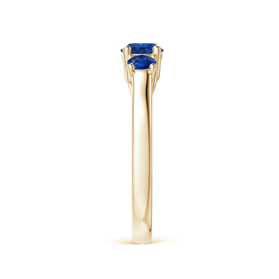 5mm AAA Classic Round Sapphire Three Stone Ring in Yellow Gold side-2