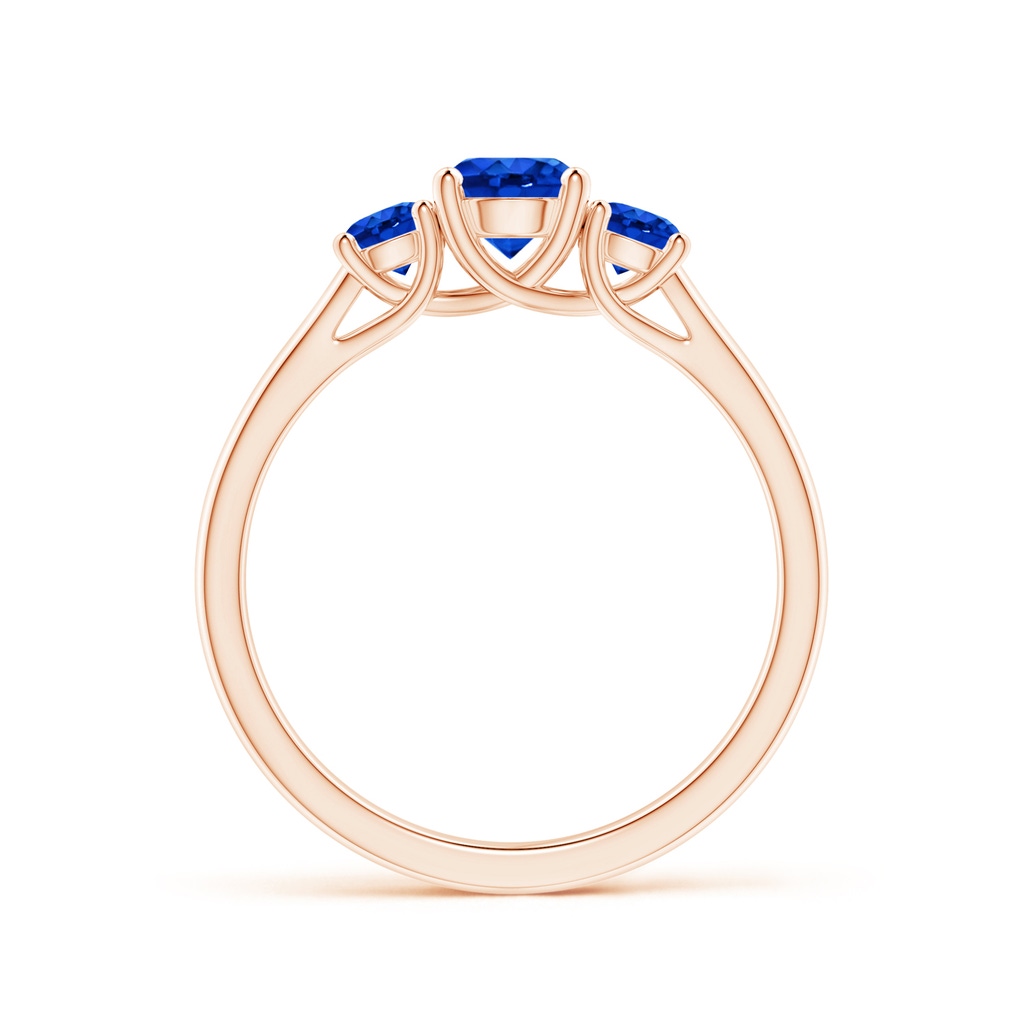 5mm AAAA Classic Round Sapphire Three Stone Ring in Rose Gold Side-1