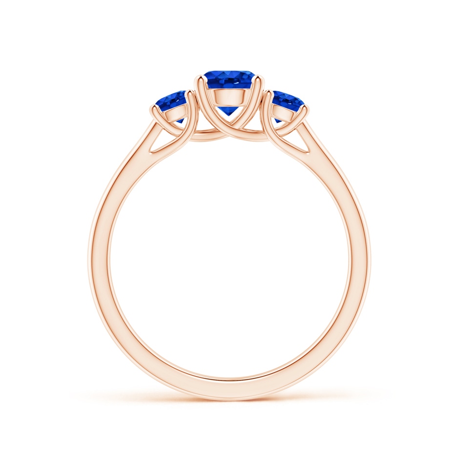 5mm AAAA Classic Round Sapphire Three Stone Ring in Rose Gold side-1