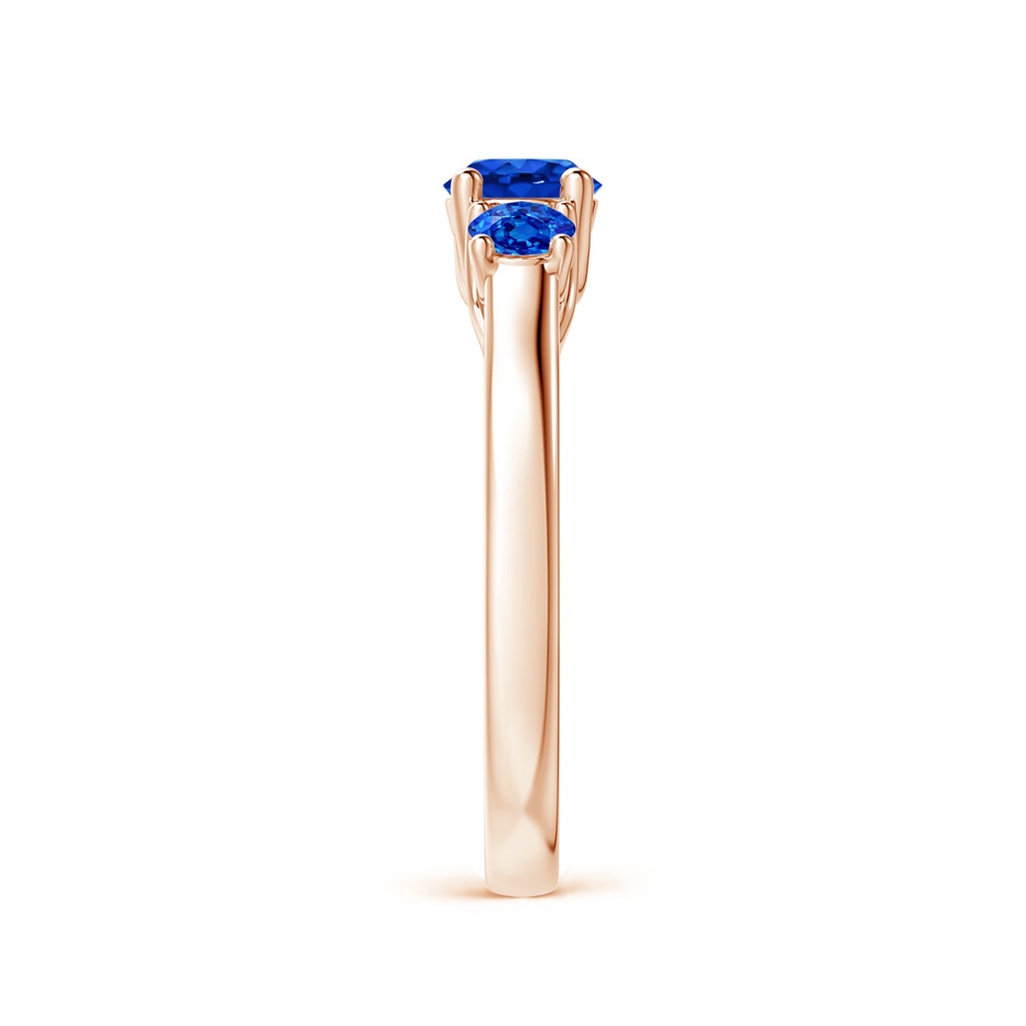 5mm AAAA Classic Round Sapphire Three Stone Ring in Rose Gold side-2