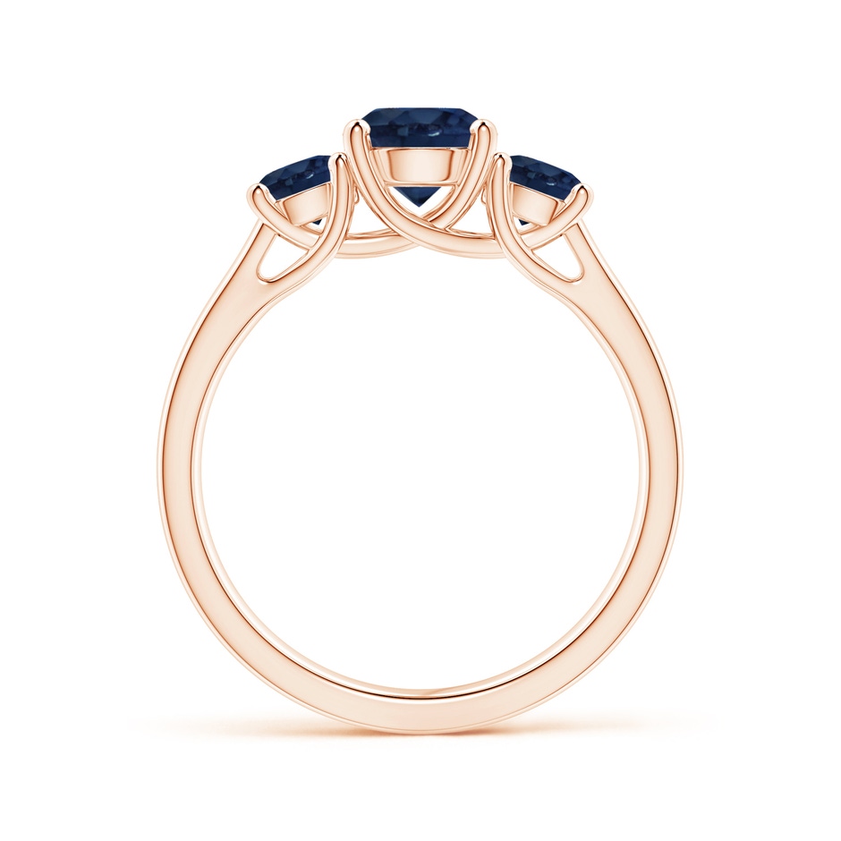 6mm AA Classic Round Sapphire Three Stone Ring in Rose Gold side-1