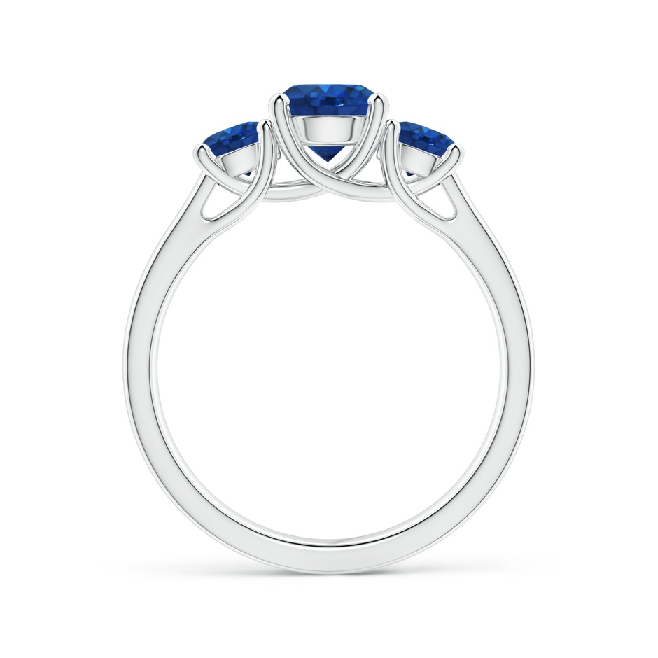 6mm AAA Classic Round Sapphire Three Stone Ring in P950 Platinum side-1