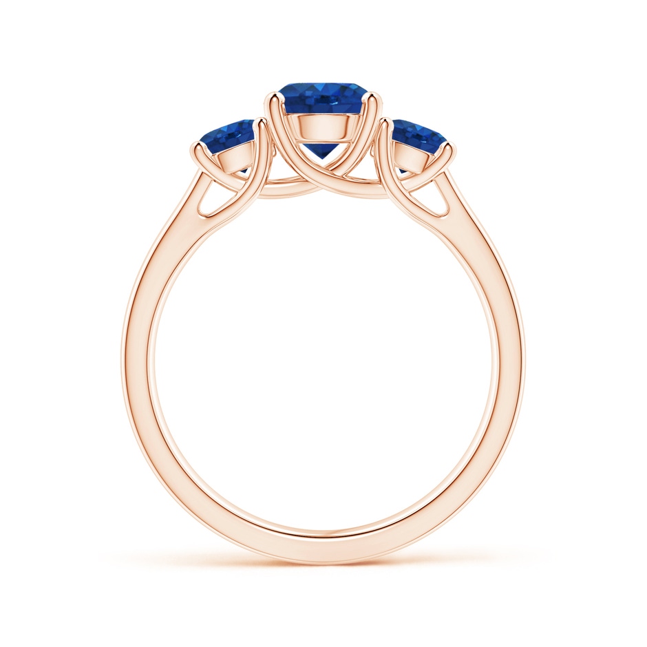 6mm AAA Classic Round Sapphire Three Stone Ring in Rose Gold side-1