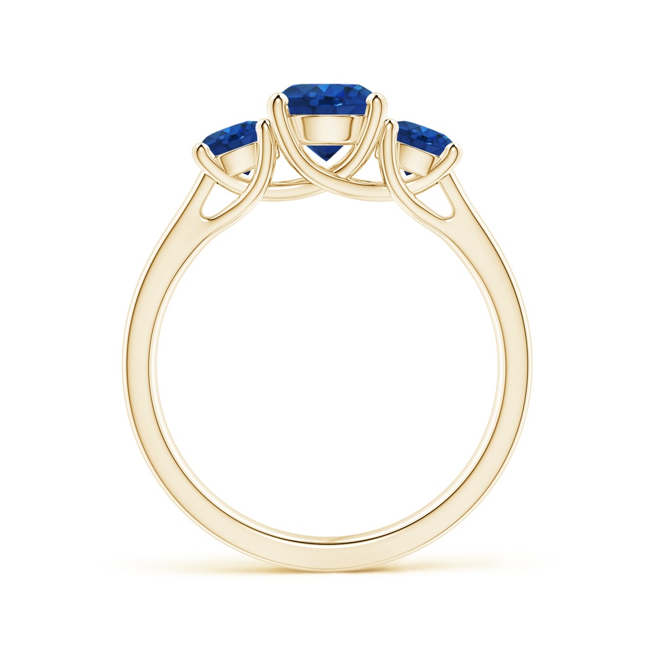 6mm AAA Classic Round Sapphire Three Stone Ring in Yellow Gold side-1