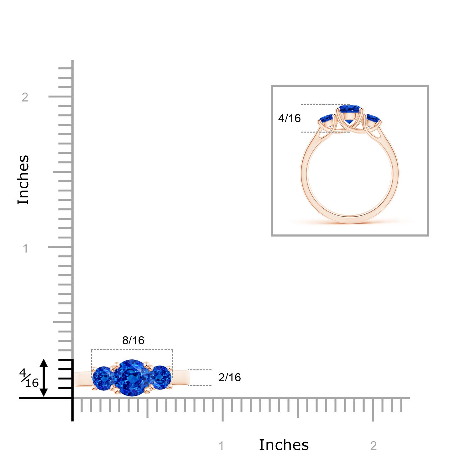 AAAA - Blue Sapphire / 1.66 CT / 14 KT Rose Gold