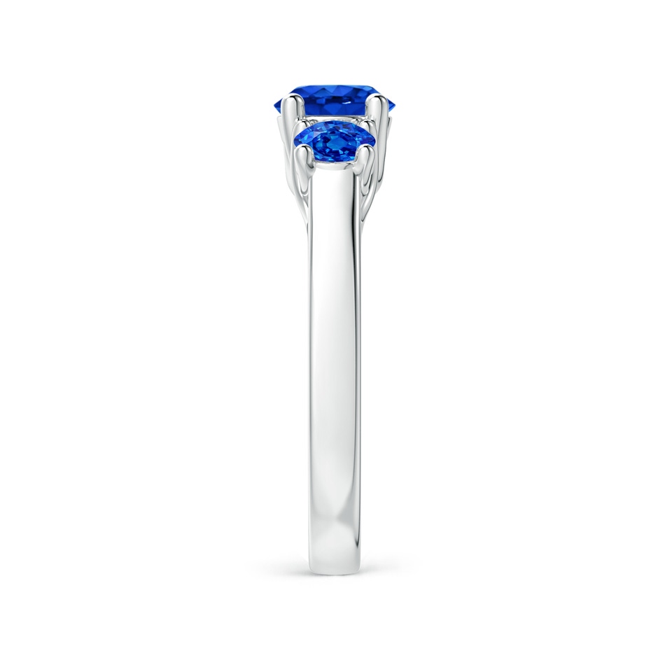 6mm AAAA Classic Round Sapphire Three Stone Ring in White Gold side-2