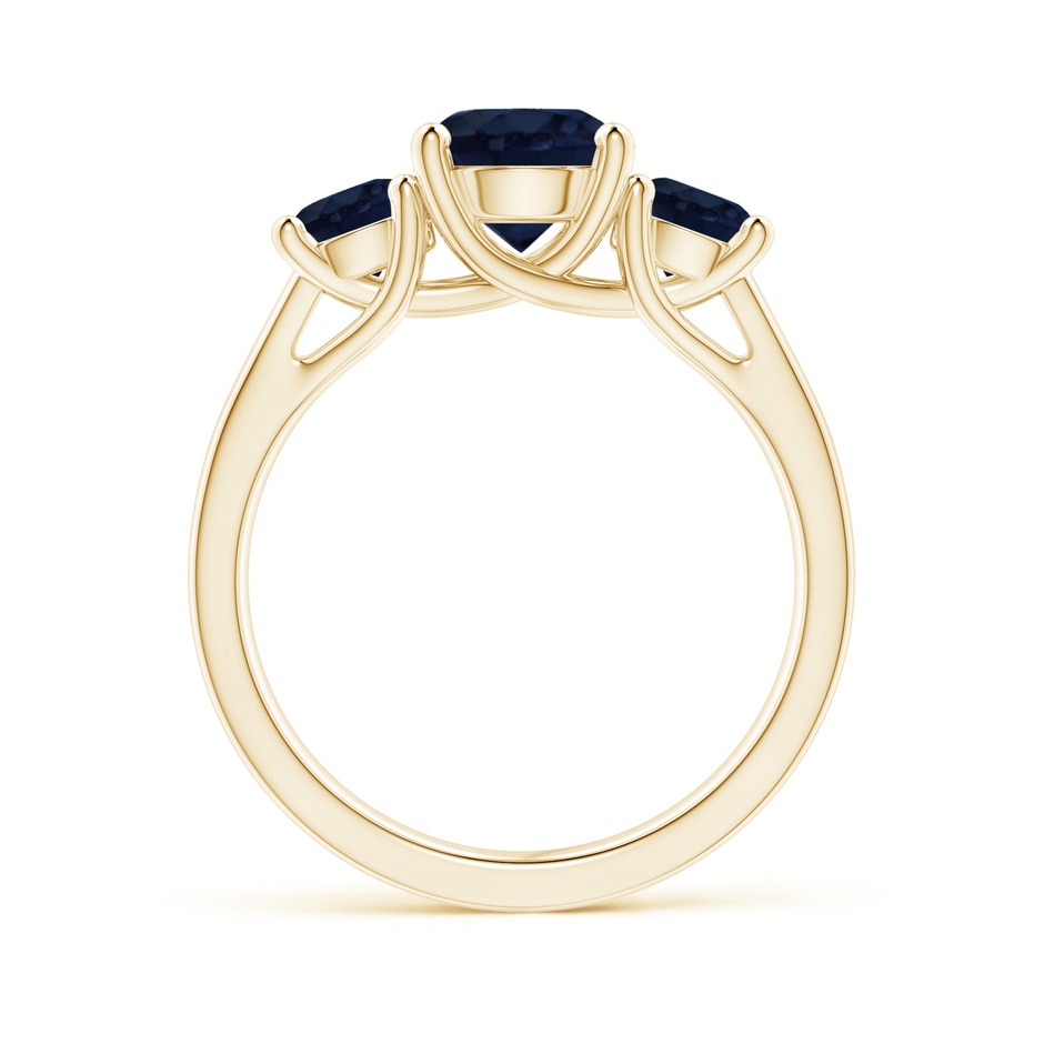 7mm A Classic Round Sapphire Three Stone Ring in Yellow Gold side-1