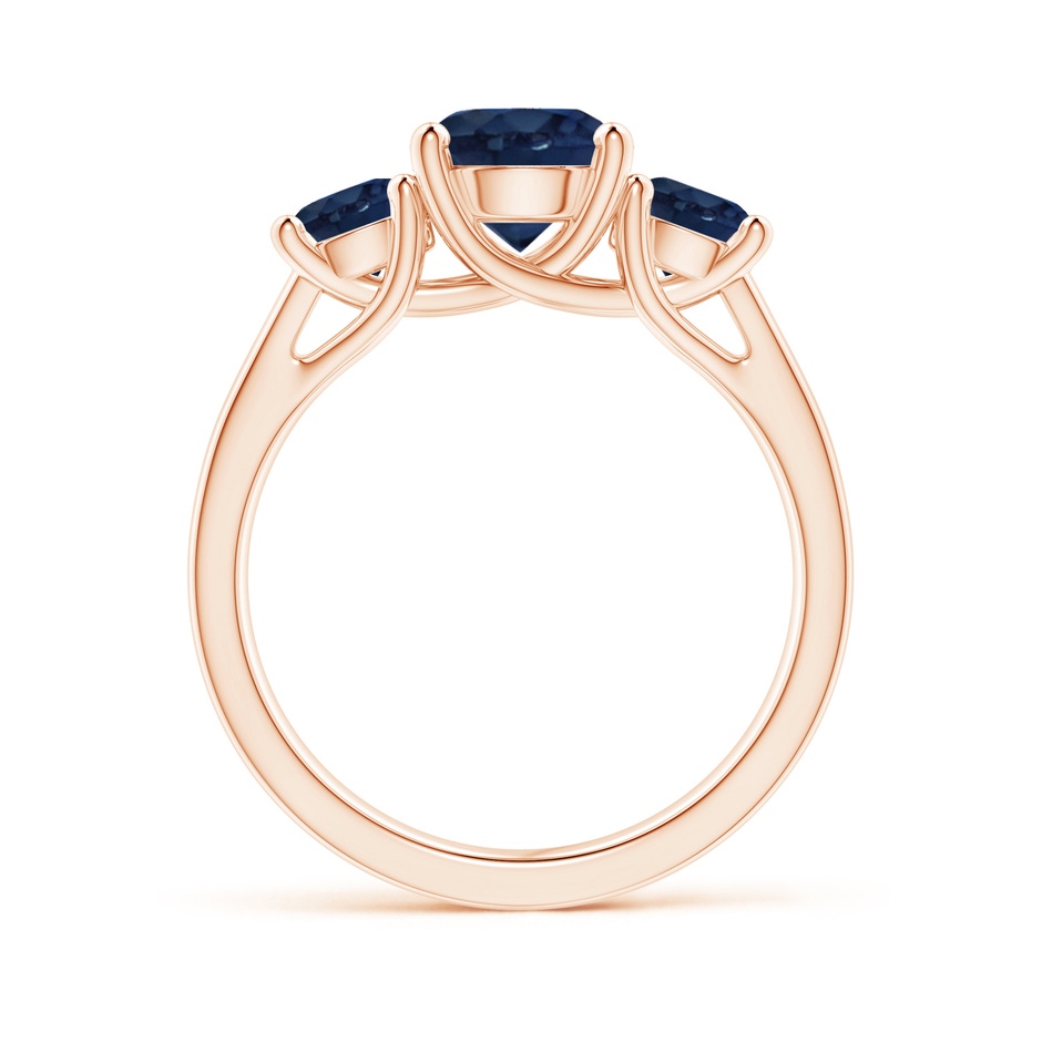 7mm AA Classic Round Sapphire Three Stone Ring in Rose Gold side-1