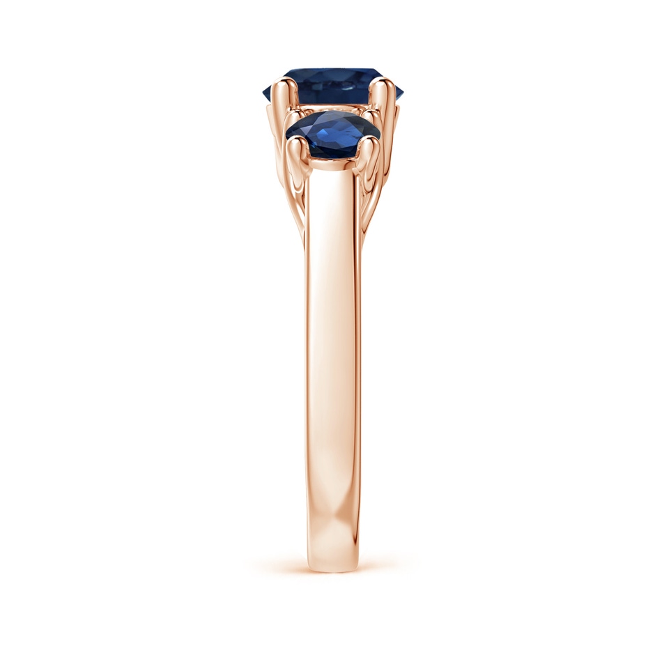 7mm AA Classic Round Sapphire Three Stone Ring in Rose Gold side-2
