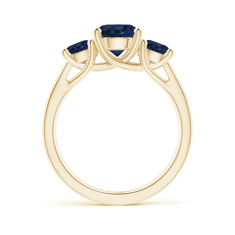7mm AA Classic Round Sapphire Three Stone Ring in Yellow Gold side-1