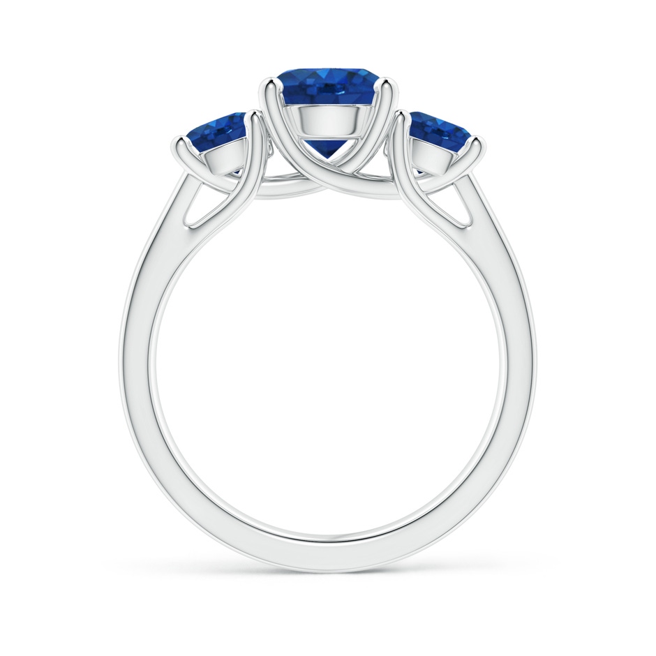 7mm AAA Classic Round Sapphire Three Stone Ring in P950 Platinum side-1