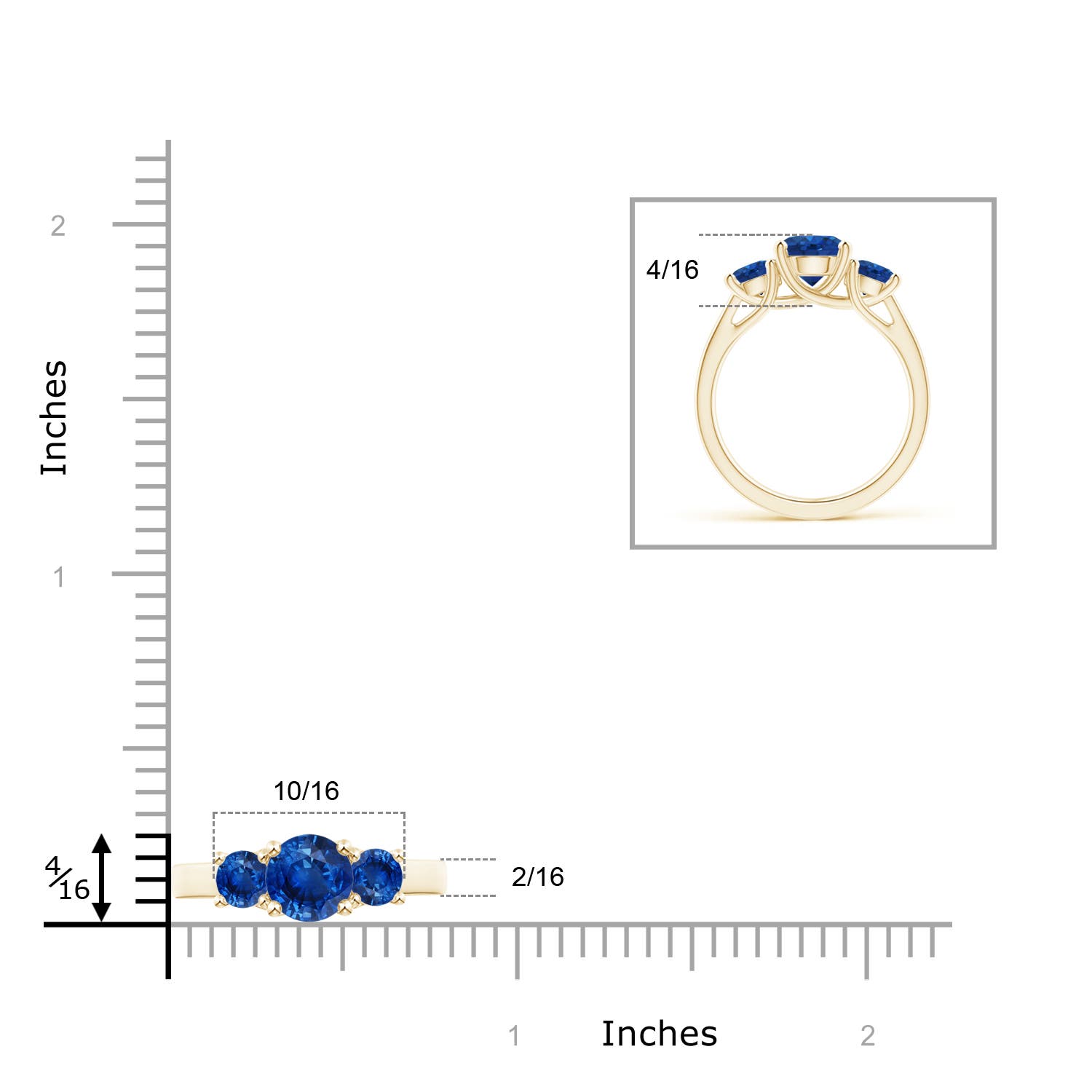 AAA - Blue Sapphire / 2.5 CT / 14 KT Yellow Gold