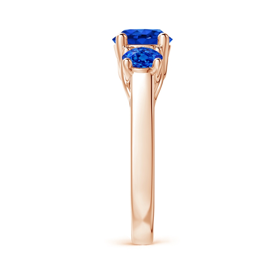 7mm AAAA Classic Round Sapphire Three Stone Ring in Rose Gold side-2