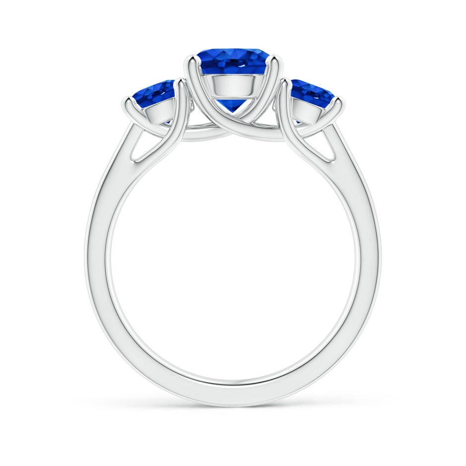 7mm AAAA Classic Round Sapphire Three Stone Ring in White Gold side-1