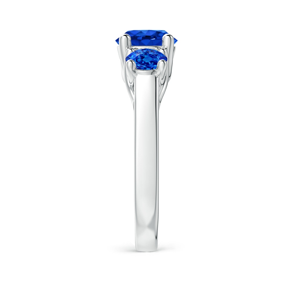7mm AAAA Classic Round Sapphire Three Stone Ring in White Gold side-2