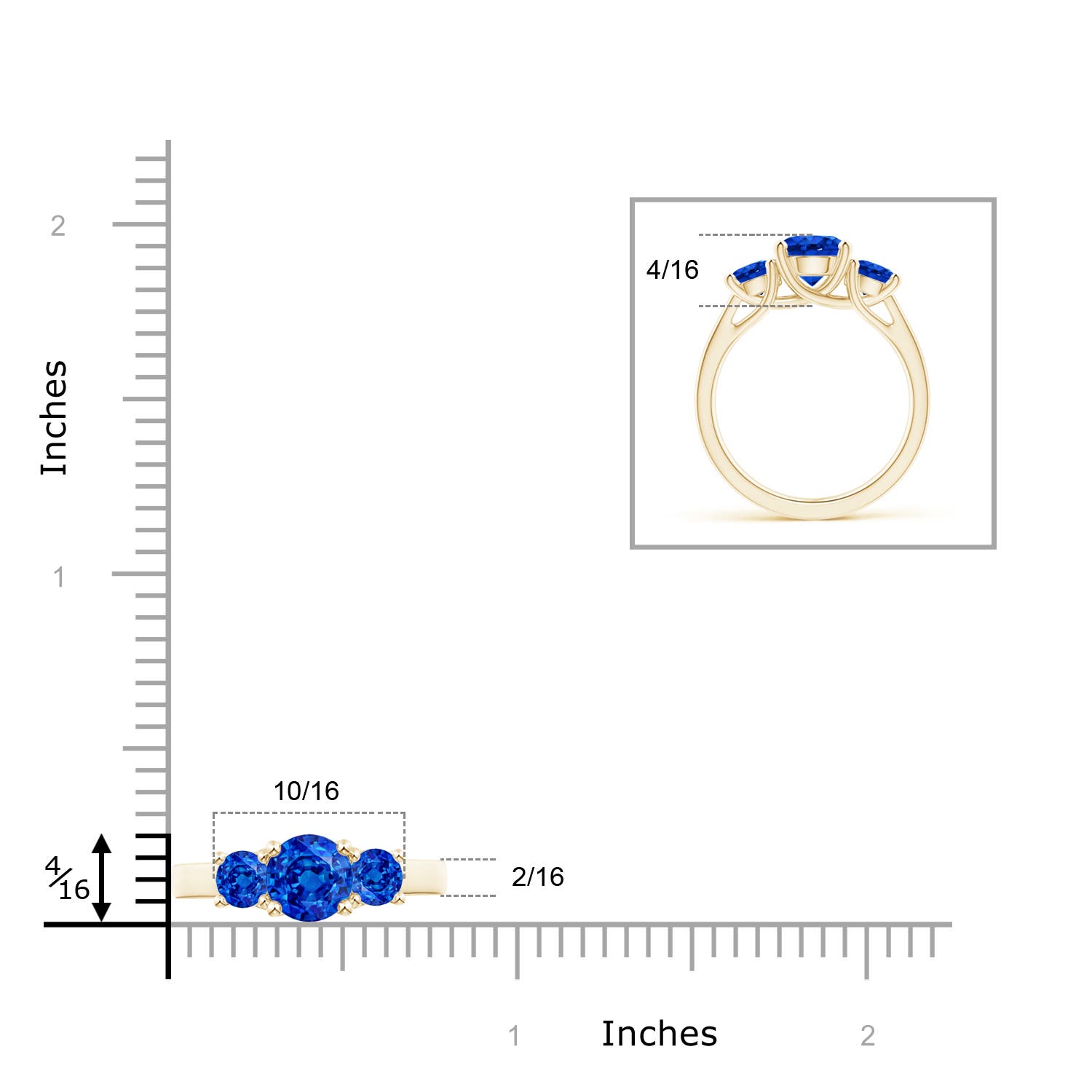 AAAA - Blue Sapphire / 2.5 CT / 14 KT Yellow Gold