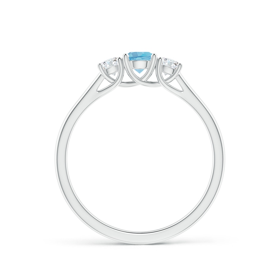 4mm A Classic Round Swiss Blue Topaz and Diamond Three Stone Ring in P950 Platinum side-1