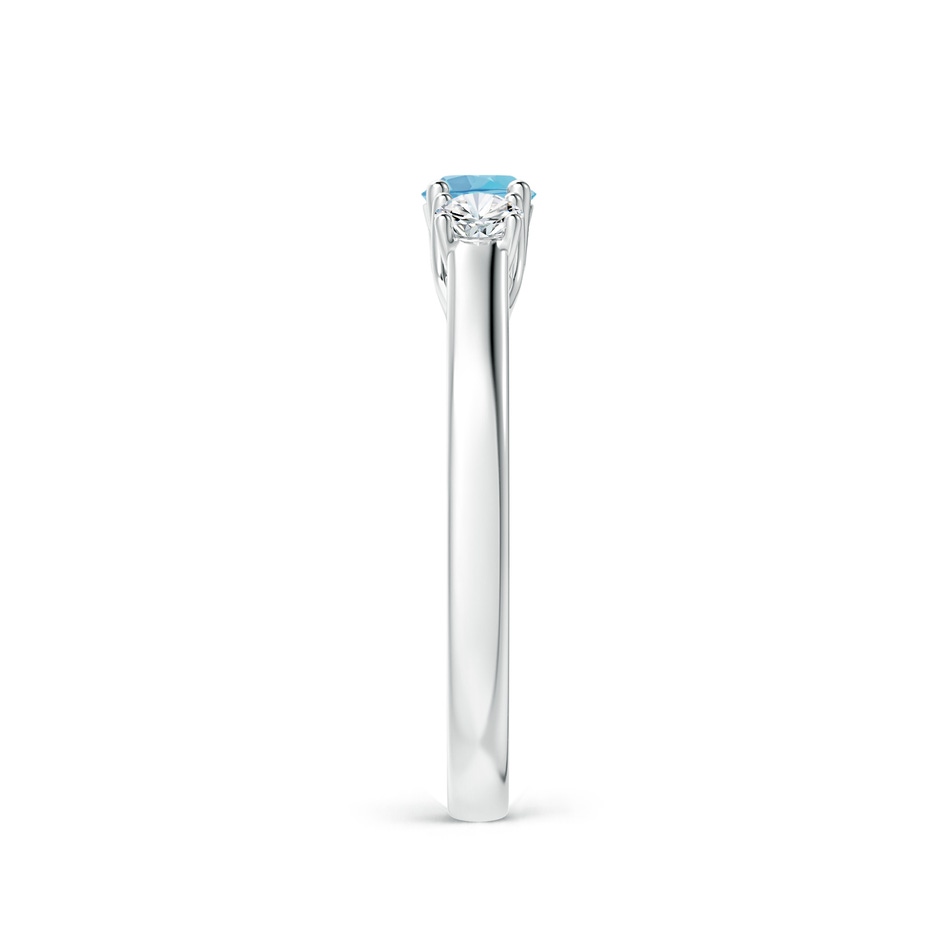 4mm A Classic Round Swiss Blue Topaz and Diamond Three Stone Ring in P950 Platinum side-2